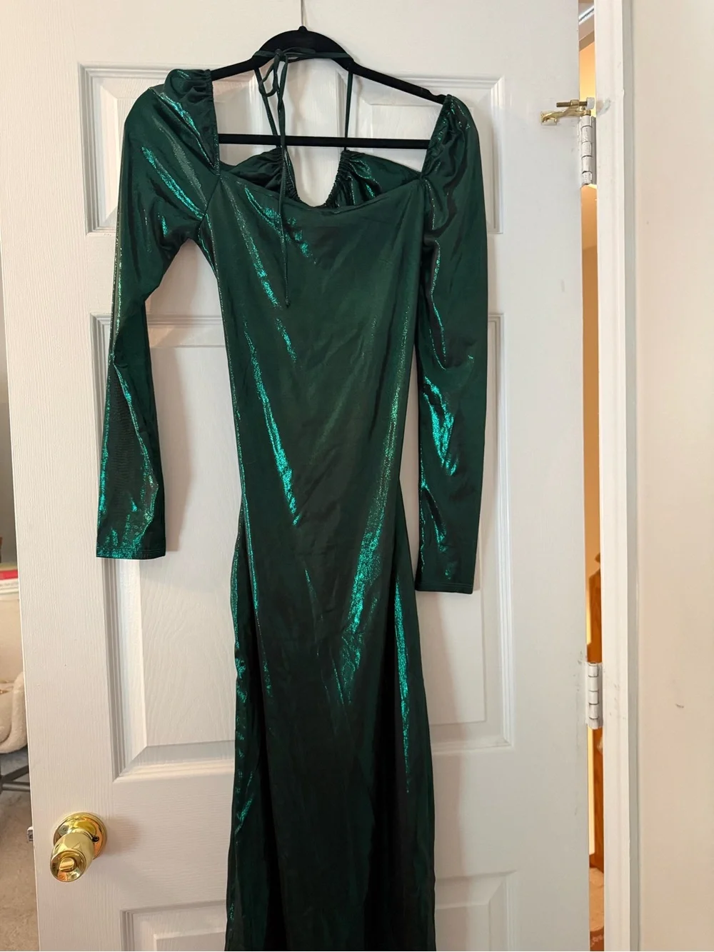 NWT Emerald Green Cutout Satin Midi Dress